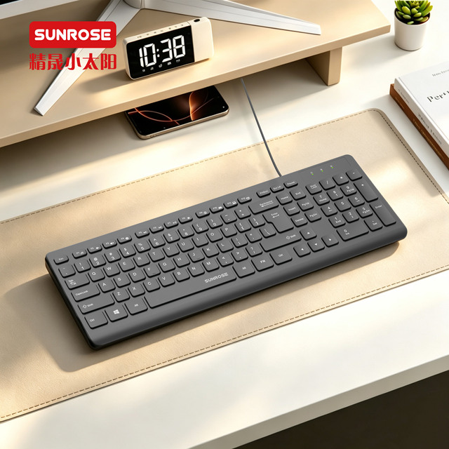 Sunrose W98 New Wired Office Keyboard Ergonomic Ultra Thin USB 103 Keys Layout Laptop Desktop PC