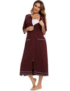 Batas largas de alta calidad, vestido de verano, ropa de dormir de talla grande para mujer, pijamas informales sueltos para <span class=keywords><strong>lactancia</strong></span>, venta al por mayor - Product Image 4