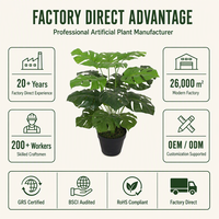 Plante artificielle Monstera, fausse Monstera Deliciosa, feuilles au toucher réel, OEM ODM, usine directe, plante en pot, décoration de bureau et de maison