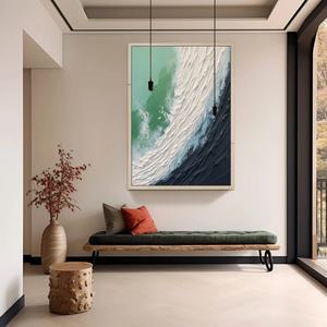 Pintura Decorativa Hecha a Mano para Pared, Arte de Pared de Lujo, Pintura de Textura de Mar Blanco y Azul, Decoración para el Hogar - Product Image 3