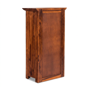 Commode haute en chêne massif de style mid-century moderne avec 4 tiroirs en acier et 3 options de finition, autoportante pour chambre à coucher, commode de luxe - Product Image 5