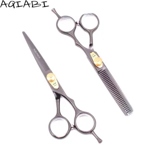 Tesoura de cabeleireiro, para barbeiro de 5.5 ''6", aço japonês, para cortar cabelo, conjunto de tesoura, corte de cabelo preto a1020