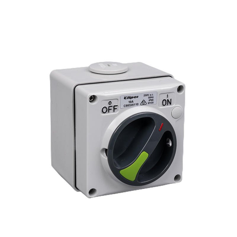 SAA on off Isolating Rotary Switch 10A 250V Electric Single Pole Outdoor Switch IP66 Industrial Surface Switch