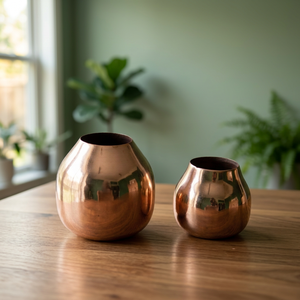 <b>Copper</b> Coated Iron <b>Vase</b> Set of 2 pcs - Product Image 3