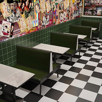 Table et banquette de restaurant de restauration rapide en pierre frittée blanche carrée moderne, mobilier de banquette pour usage commercial