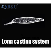 Leurre Minnow en plastique ABS rigide imprimé en 3D B&U JT02 pour la pêche au bar, saumon, tilapia, et zander en eau moyenne/au surface, avec hameçons pour spinnerbait