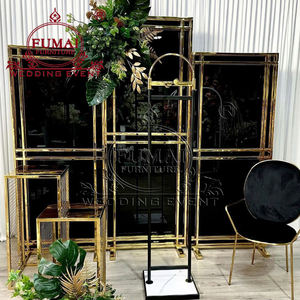 Support de toile de fond robuste en acier inoxydable noir et or - Product Image 4