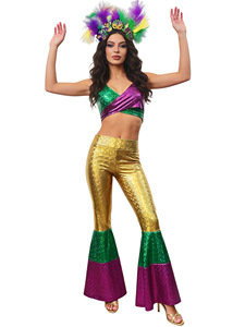 Conjunto de Disfraz Brillante Retro de Discoteca <span class=keywords><strong>para</strong></span> Mujer, <span class=keywords><strong>para</strong></span> Baile Escénico, Mardi Gras, <span class=keywords><strong>Carnaval</strong></span>, Halloween 2026, Venta al por Mayor - Product Image 1