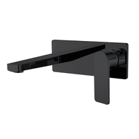 Robinet de lavabo mural moderne noir mat en laiton, monocommande sans contact, mitigeur eau chaude et froide avec capteur et cartouche céramique, 2 trous