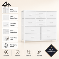 Commode moderne blanche à 12 tiroirs, meuble de rangement pour chambre à coucher avec façades plates