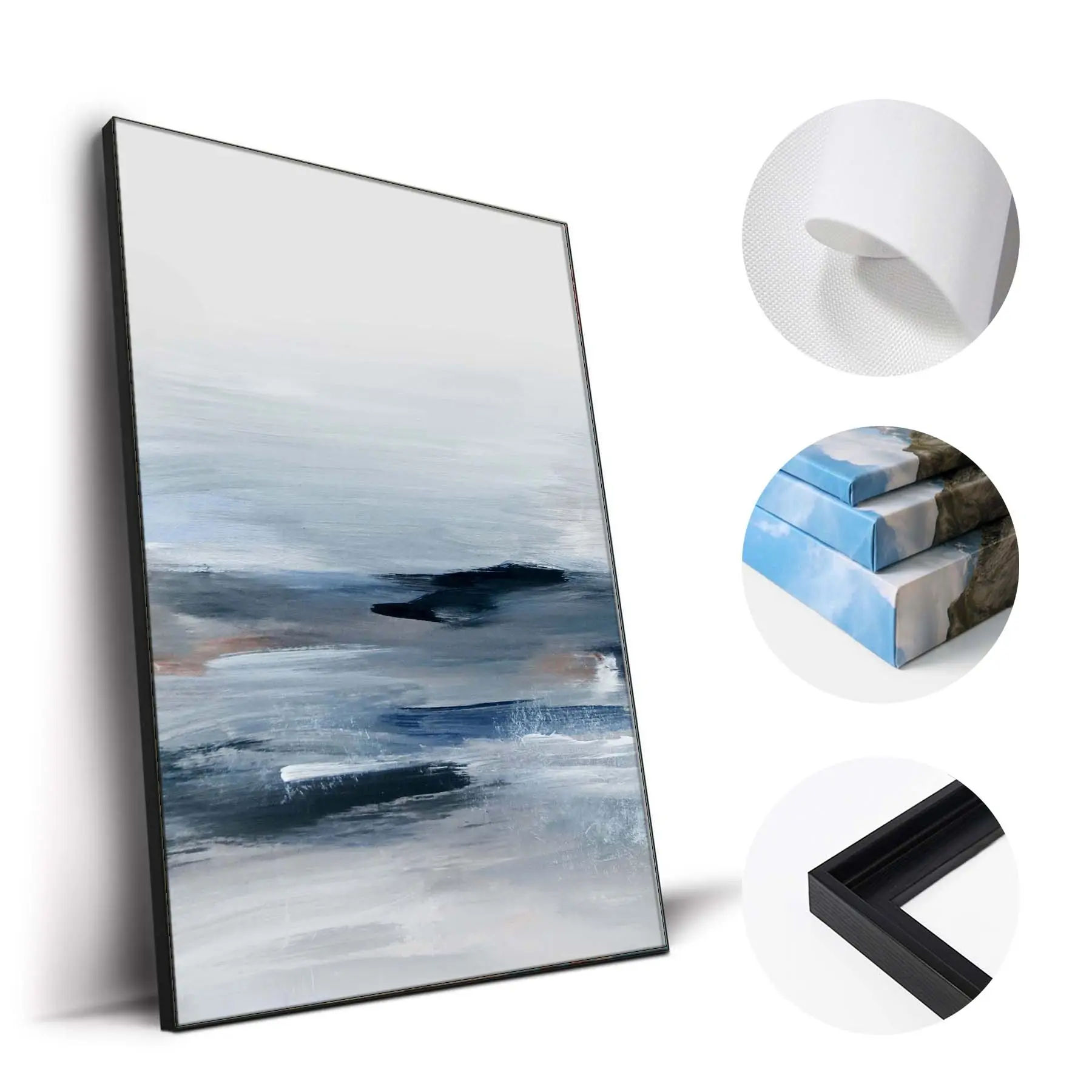 Trasporto di goccia stampa HD personalizzata pittura a olio astratta stampa blu su tela Wall Art per soggiorno Decor