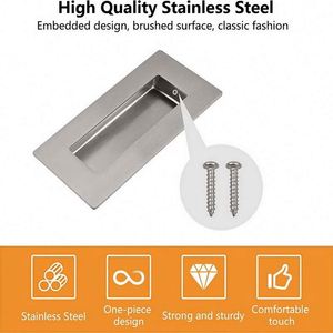WEKIS 201 Stainless Steel 4-Inch X 2-Inch Recessed Sliding <b>Door</b> <b>Handle</b> Flush Kitchen Drawer <b>Pulls</b> Cabinet Hardware Hotel Villa - Product Image 4
