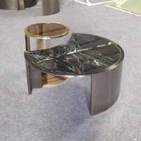 Ensemble de tables basses gigognes modernes et durables avec plateau en verre et structure en acier inoxydable pour salon, villa, hôtel et appartement