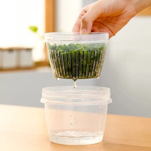 Boîte de conservation des condiments 350 ml, pour oignon vert haché et ail, avec drainage, pour réfrigérateur et camping - Product Image 3