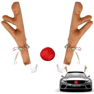 <span class=keywords><strong>Reno</strong></span> decoración alce asta <span class=keywords><strong>coche</strong></span> vehículo nariz cuerno disfraz decoración conjunto Rudolph Navidad <span class=keywords><strong>Reno</strong></span> astas nariz roja adornos 1 ud. - Product Image 2