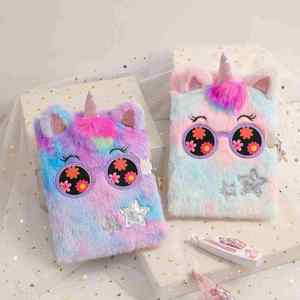 Cuaderno de Viaje Escolar para Niños y Niñas, Regalo de Cumpleaños, Diario Secreto de Peluche para Niñas con Candado y Llave - Product Image 6