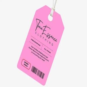 Etiquetas colgantes de papel impresas con lazo de cuerda para uso en etiquetado de ropa, prendas de vestir, calzado y productos de moda. - Product Image 1