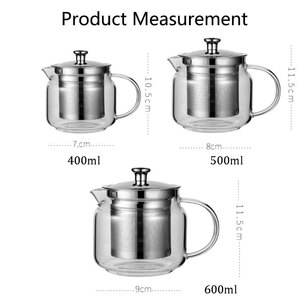 Teiera in Vetro Borosilicato Premium, Disponibile in 3 Misure, Resistente al Calore con Filtro in Acciaio Inox e Coperchio - Product Image 6