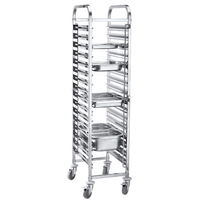Chariot à plateaux GN avec roulettes, résistant à l'eau, pour hôtels et restaurants, en acier inoxydable poli miroir, chariot mobile pour plateaux de cuisson 1