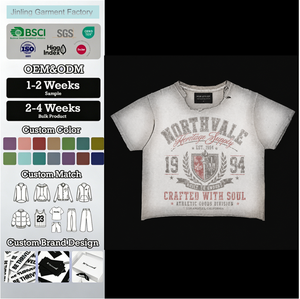 T-shirts Blancs Simples OEM en Gros 250g Oversize Coréens Délavés à l'Acide Imprimés Mercerisés Personnalisés Sérigraphie <span class=keywords><strong>Homme</strong></span> Sport Camisa Y2K - Product Image 1