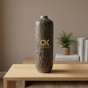 AK Brass Antique <b>Tall</b> Retro Finishing Brown Metal Iron Designer Metal Flower <b>Vase</b> Indoor For Living Room Indoor Home Decor - Product Image 1