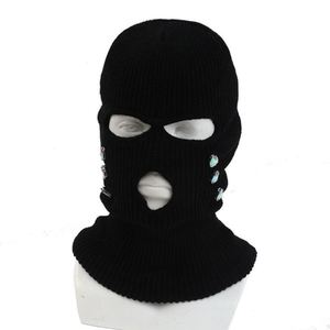 Nouveau chapeau trois-en-un : bonnet tricoté brodé, écharpe et masque en coton - Product Image 4