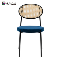 Chaises de salle à manger modernes rembourrées en rotin noir, vente en gros, sans accoudoirs, en osier DC-1680B