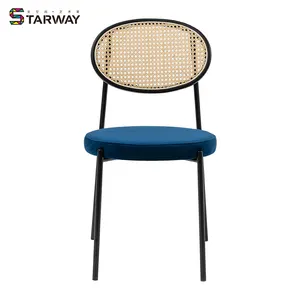 Grosir Kustom Rotan Hitam Punggung Berlapis Besi <span class=keywords><strong>Modern</strong></span> Kursi Makan Tanpa Lengan Rotan Kembali Anyaman DC-1680B - Product Image 4