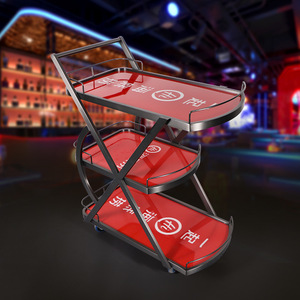 Haidilao Beverage Cart 3 Tier Golden <b>LED</b> <b>Light</b> Commercial <b>Bar</b> Club KTV Party Use - Product Image 2