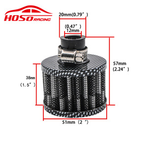 Filtro de aire para coche Hoso Racing, cabezal de hongo de 12mm, universal para coches y motocicletas, 51x57mm K16 - Product Image 2