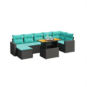 Set di divani da giardino in polyrattan nero con cuscini, mobili da esterno per 8 persone, stile contemporaneo, design moderno - Product Image 1