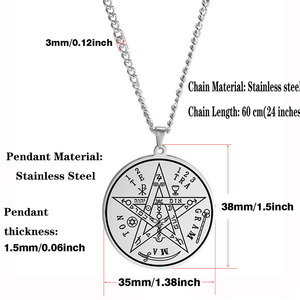 Collier en acier inoxydable pour hommes et femmes, hip-hop, western, étoile à cinq branches, <span class=keywords><strong>sceau</strong></span> <span class=keywords><strong>de</strong></span> <span class=keywords><strong>Salomon</strong></span>, amulette <span class=keywords><strong>de</strong></span> Kabbalah. - Product Image 6