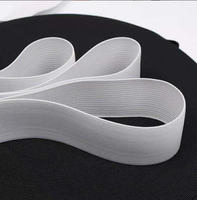 Noir Blanc Polyester Tricot Plat Élastique Taille Bande 0.5 cm à 6.5 cm Largeur Extensible En Caoutchouc Soie Ruban Tissu Chaussures Sangle