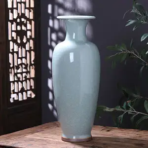 Bán sỉ tre trái tim nhà-Trung Quốc Hoa Gốm Chiếc Bình Cổ Jarrones De Porcelana Nứt Tabletop Vase Decorations Đối Với Trang Chủ Cổ Điển