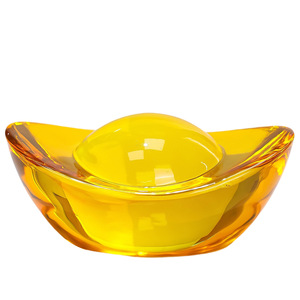 Adorno de Cristal en Forma de Lingote, Ovalado Amarillo, Decoración para el Hogar, Colección de Regalos - Product Image 5