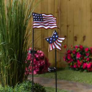 Poste de Jardín Solar con Diseño de Bandera Estadounidense, Resistente a la Decoloración, Apto para Decoración Exterior en Patios y Jardines - Product Image 2