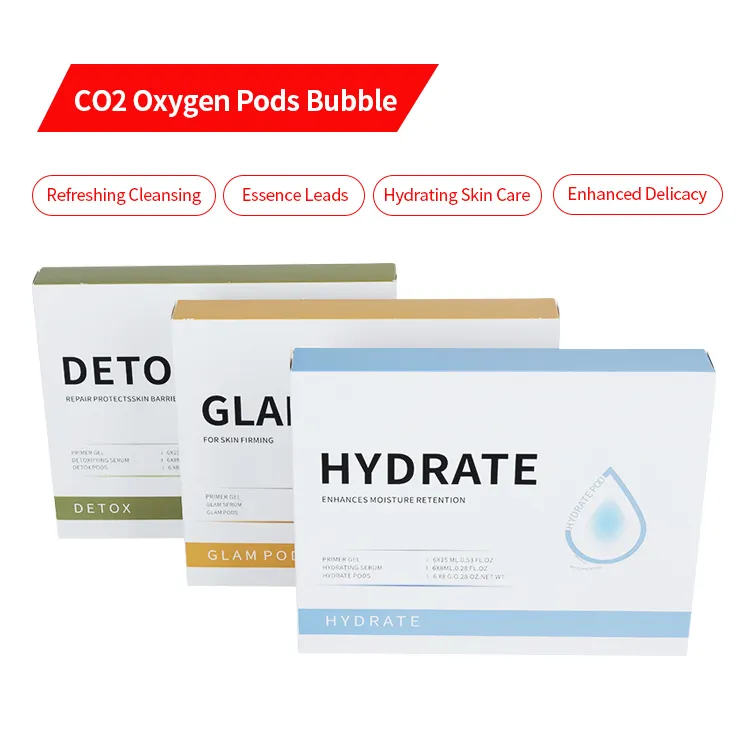 2024 Detox Glam Hydrate Co2 Bubble Oxygénation Pods Élimination des pigments Crème d'hydratation Detox Glam Hydrate Hydrodermabrasion Visage