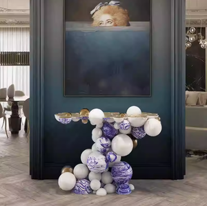 Furnistyle Nouveau Design Nordic Light Luxury Stainless Steel Metal <span class=keywords><strong>Console</strong></span> Tables avec miroir d'entrée pour Villa Living Room - Product Image 3