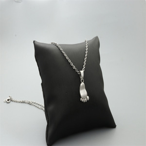 yunnique Foot-Shaped Pendant <b>Necklace</b> Stainless Steel Silver White Unisex Gift Jewelry - Product Image 2