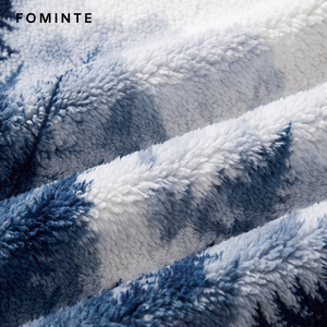 <span class=keywords><strong>Giacca</strong></span> in Pile Polare Personalizzata da <span class=keywords><strong>Uomo</strong></span> con Collo Alto e Zip Intera, Motivo Paesaggistico di Montagna e Foresta, Cappotto in Pile Caldo e <span class=keywords><strong>Oversize</strong></span> - Product Image 5