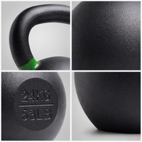 Kettlebell de musculation professionnel en fonte, coloré, à base plate et poignée large, de 4 à 48 kg, en lots de 2 kg, pour la vente en gros