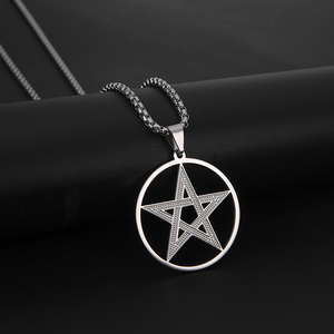 Kalung liontin lapis emas 18k, liontin <span class=keywords><strong>Pentagram</strong></span> berlapis emas 18k, Perhiasan Wanita Stainless Steel, Kalung liontin <span class=keywords><strong>Pentagram</strong></span> perak - Product Image 4