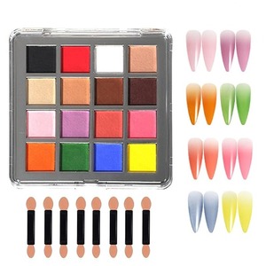 Paleta de pigmentos para uñas, juego de polvos sólidos para uñas, polvo para uñas Ombre para decoración de uñas, accesorios de manicura DIY, 16 colores - Product Image 1