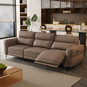 Divano Elettrico Moderno Italiano in Offerta, Set Multifunzionale Reclinabile Estensibile in Pelle e Metallo, Combinazione ad <span class=keywords><strong>Angolo</strong></span> per Ville - Product Image 3