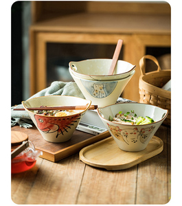 Tazón de ramen de cerámica profunda de estilo japonés con agujero <span class=keywords><strong>para</strong></span> palillos <span class=keywords><strong>para</strong></span> ensalada, sopa, Udon Pho - Product Image 6