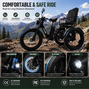 <span class=keywords><strong>Tricycle</strong></span> <span class=keywords><strong>électrique</strong></span> à gros pneus pour adultes, moteur 250W, <span class=keywords><strong>tout</strong></span>-<span class=keywords><strong>terrain</strong></span>, certifié CE FCC, fabrication OEM ODM - Product Image 3