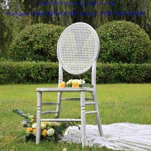 Alquiler de madera blanco antiguo de mimbre de rejilla sillas de comedor Baquet - Product Image 2