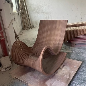 Fauteuil lounge en bois paramétrique, forme unique, siège unique avec dossier, chaise de repos moderne et créative pour la décoration intérieure - Product Image 5