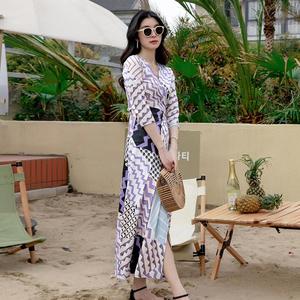 ชุดเดรสชายหาดคลุมด้วยผ้าบิกินี่สุดหรูสำหรับผู้หญิง,ชุดเดรสแมกซี่ยาวพิมพ์ลายทางเซ็กซี่ฤดูร้อน - Product Image 2