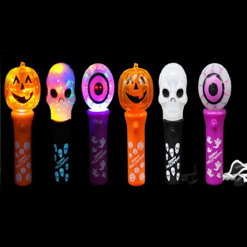 Amazon Halloween Ghost Festival Light Toy Led Flash Bar Glitter Stick Skulls Pumpkin Ghost Eye Rotating Halloween Glow Sticks